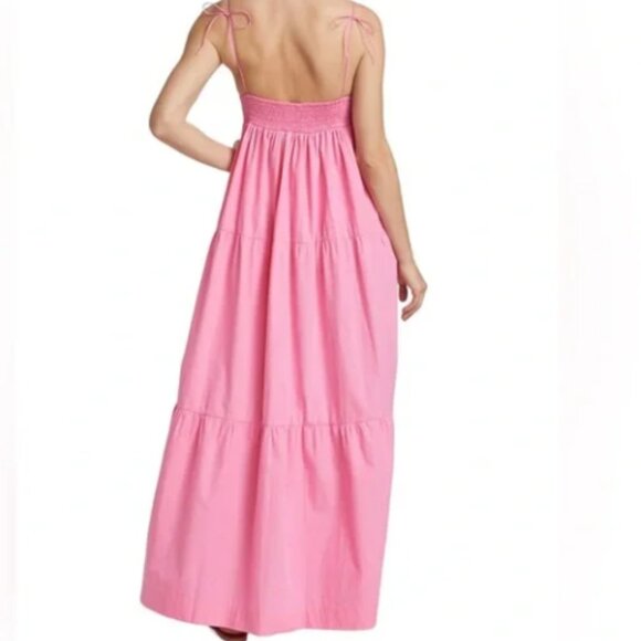S/W/F Ruffled Pink Maxi Dress with Spaghetti Straps Size M - Picture 2 of 11